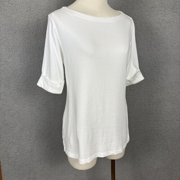 Style & Co Women's Elbow Tee Small Bright White 100% Cotton New With Tag's. - Picture 3 of 8